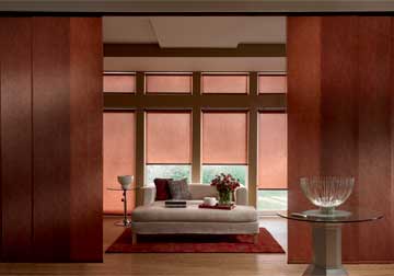 Custom sliding panels, blinds and shades by Spiritcraft Interior Design of Crystal Lake and Barrington, Illinois