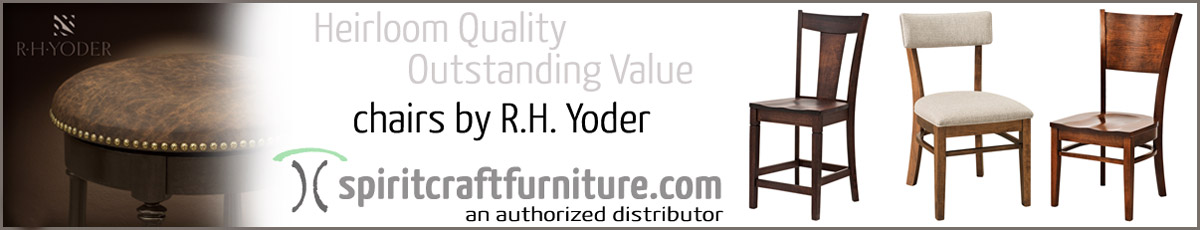 Heirloom quality RH Yoder dining chairs and stools for our solid wood round, wide plank and live edge dining and conference tables " tops made in the USA by spiritcraft furniture, east dundee, il